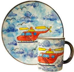 BögreManufaktúra Helikopter reggeliző tányér és bögre