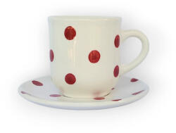 BögreManufaktúra Piros pöttyös kávés bögre és kistányér