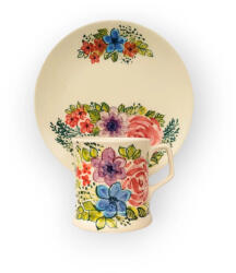 BögreManufaktúra Virágos bögre és reggeliző tányér FL004 - árvácska