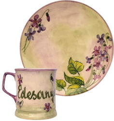 BögreManufaktúra Feliratos neves Ibolya bögre és reggeliző tányér