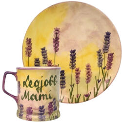 BögreManufaktúra Feliratos neves Levendula bögre és reggeliző tányér