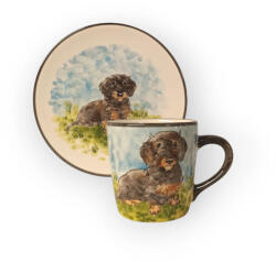 BögreManufaktúra Tacskó drótszőrű kutyás bögre és reggeliző tányér