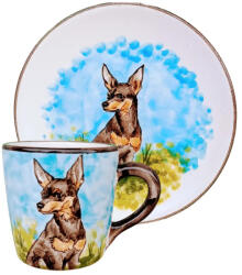 BögreManufaktúra Törpe pincser kutyás bögre és reggeliző tányér