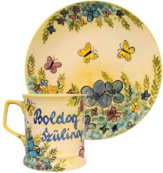 BögreManufaktúra Feliratos neves Kékek bögre és reggeliző tányér