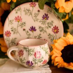 BögreManufaktúra Pille virág csupor bögre reggeliző tányérral