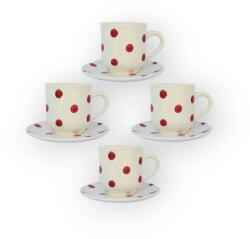 BögreManufaktúra Négyszemélyes kávés szett piros pöttyös