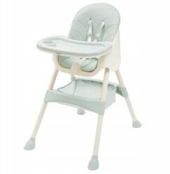 Baby Mix Etetőszék, dusty green, állítható tálca, 5 pontos öv, lábtartó