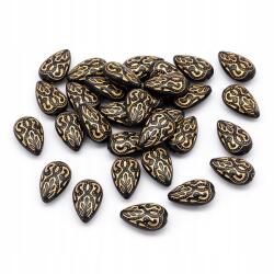 Mixform Akril gyöngyök, Arany mintás, Szín: Fekete 18x11.5x7.5mm 30db/25g (13WB14335)