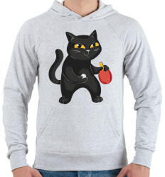 printfashion Ping pongos macska - Férfi kapucnis pulóver - Sport szürke (17824248)