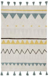 Lorena Canals Krémszínű mosható kézi szövésű pamut gyerek szőnyeg 120x160 cm Azteca Vintage Blue - Lorena Canals