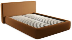 Makamii Terrakotta színű kárpitozott ágyneműtartós franciaágy ágyráccsal 140x200 cm Kiana - Makamii