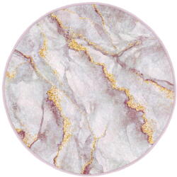 Mila Home Világos rózsaszín-aranyszínű mosható kerek szőnyeg ø 80 cm Marble - Mila Home