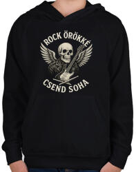 printfashion rock örökké csend soha - Gyerek kapucnis pulóver - Fekete (17759308)