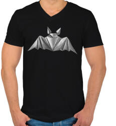 printfashion Origami denevér - Férfi V-nyakú póló - Fekete (17777791)