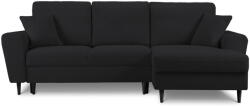 Cosmopolitan Design Fekete buklé kinyitható tárolóhelyes sarokkanapé (jobb oldali-heverő résszel) Kyoto - Cosmopolitan Design