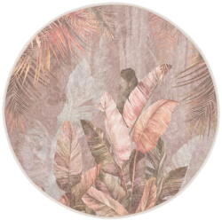 Mila Home Világos rózsaszín mosható kerek szőnyeg ø 120 cm Dusty Leaves - Mila Home