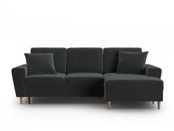 Cosmopolitan Design Sötétszürke bársony kinyitható tárolóhelyes sarokkanapé (jobb oldali-heverő résszel) Kyoto - Cosmopolitan Design