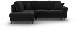Cosmopolitan Design Fekete bársony kinyitható tárolóhelyes sarokkanapé (bal oldali-L alakú) Kyoto - Cosmopolitan Design