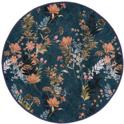 Mila Home Sötétkék mosható-robotporszívóval tisztítható kerek szőnyeg ø 120 cm Comfort - Mila Home