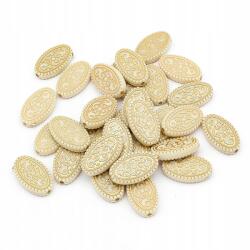 Mixform Akril gyöngyök, Ovális, Arany mintás, Szín: Bézs 21x13x4mm 30db/25g (13WB14216)