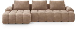 Cosmopolitan Design Világosbarna bársony kinyitható-tárolóhelyes sarokkanapé (bal oldali-heverő résszel) Linz - Cosmopolitan Design