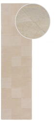 Flair Rugs Bézs kézi szövésű gyapjú futószőnyeg 60x230 cm Checkerboard - Flair Rugs