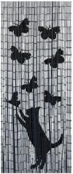 Maximex Fekete-szürke bambusz függöny ajtóra 200x90 cm Cat and Butterfly - Maximex