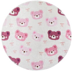 Vitaus Rózsaszín-elefántcsont színű mosható gyerek szőnyeg ø120 cm Cute Teddies Pink - Vitaus