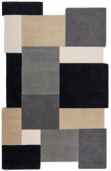 Flair Rugs Fekete-szürke kézi szövésű gyapjú szőnyeg 150x240 cm Collage Monochrome - Flair Rugs