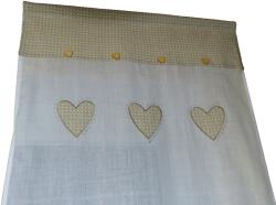  Rövid függöny szívekkel, 70×150cm, bézs (romantic)
