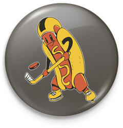 printfashion Hotdog hokista - Kitűző, hűtőmágnes - Sötétszürke (17827265)