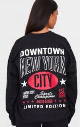 Prettylittlething Pulóver, Size XL, fekete, 60% pamut, New York nyomtatás