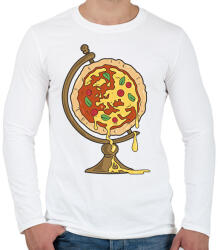 printfashion Pizza földgömb - Férfi hosszú ujjú póló - Fehér (17840854)