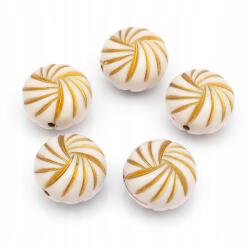 Mixform Akril gyöngyök, Kerek, Lapos, Arany mintás, Szín: Bézs 23x16mm 5db (13WB14395)