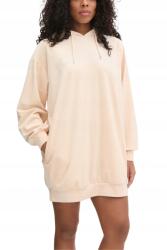 GUESS Bézs női hosszú velúr pulóver Couture S (V4BQ13KBXI2)