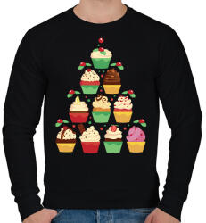printfashion Muffin karácsonyfa - Férfi pulóver - Fekete (17829619)