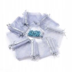  Organza Ajándéktasak, Átlátszó, Világosszürke, 12x10cm, 10 db (13WB29716)