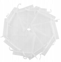  Organza ajándéktasak, megkötős, fehér, 15x10cm, 10db