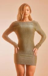 Prettylittlething Pliszírozott Ruha Mini Csillámos, Size 40, zöld