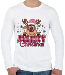 printfashion Pink rénszarvas - Férfi hosszú ujjú póló - Fehér (17798049)