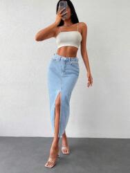 Shein Farmer MIDI Szoknya, kék, magas derekú, Size 38