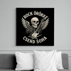 printfashion rock örökké csend soha - Vászonkép - Fekete (17759632)