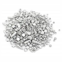Mixform Bevonatos akril gyöngyök, vegyes formák, ezüst, 4-17mm, 50g~145db (13WB31396)