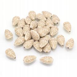 Mixform Akril gyöngyök, Csepp, Arany minta Szín: Bézs 18x11.5x7.5mm 30db/25g (13WB14215)