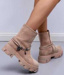 Seastar Női Bélelt Velúr Bőr Magasszárú Tornacipő Bézs méret 38 (NS307 beżowe półbuty skórzane zamszowe)