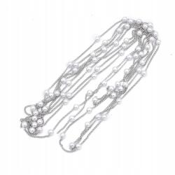 MIXFORM Kézzel készített lánc gyöngyökkel Gyöngy, Sárgaréz, Platina, Fehér, 2x1.2mm, 2m (13WB29277)