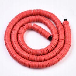 Mixform Heishi Kézzel készített Öko Polimer Agyag gyöngyök, Piros, 6x1mm, 345db/40cm (13WB29983)