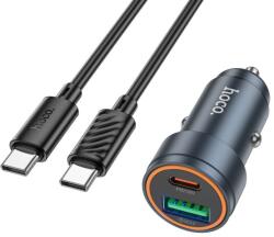 hoco. Autótöltő Hoco USB-A + USB C QC3.0 PD 30W + kábel USB C-ről USB C-re Z57A fekete