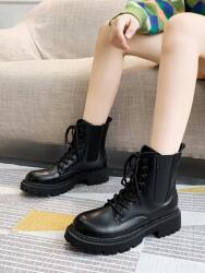 Shein KC57205 Shein Fekete Fűzött Bokacizma (44) 37 (sx2202171608181580)