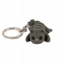 Kulcstartó gyerekeknek állatok 3D nyomtatás színes cica sötét szürke flexibilis briliáns (kot szary leżący)